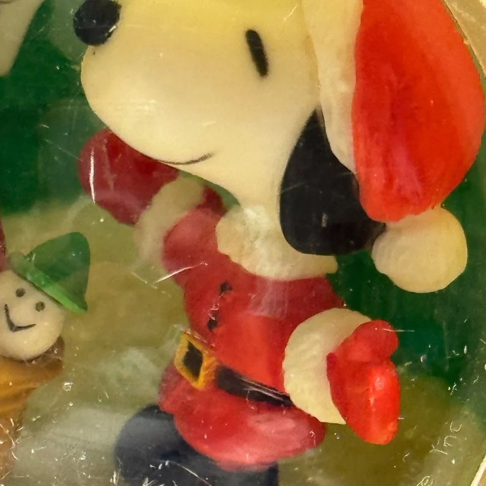 Hallmark Santa Snoopy & Woodstock Panorama Ball Ornament 1983 Vintage